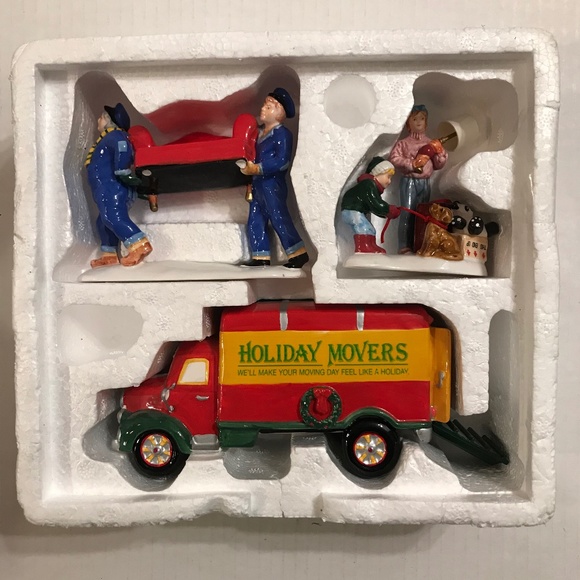 Set Of 3 Department 56 Christmas Snow Village “Moving Day”Hand Painted F… - Picture 2 of 8